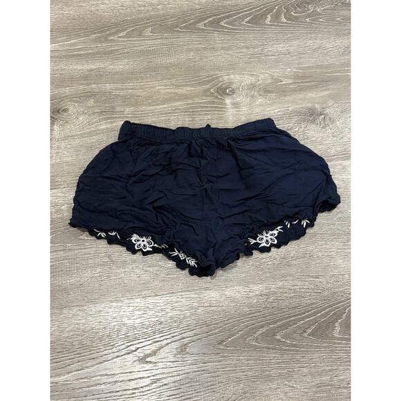 Abercrombie& Fitch Blue Linen Blend Embroidered Shorts Women's Small Boho - Picture 2 of 5